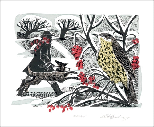 Weihnachtskarte "Winter Thrush" / Angela Harding