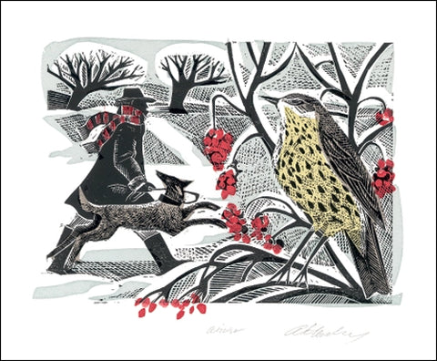 Weihnachtskarte "Winter Thrush" / Angela Harding