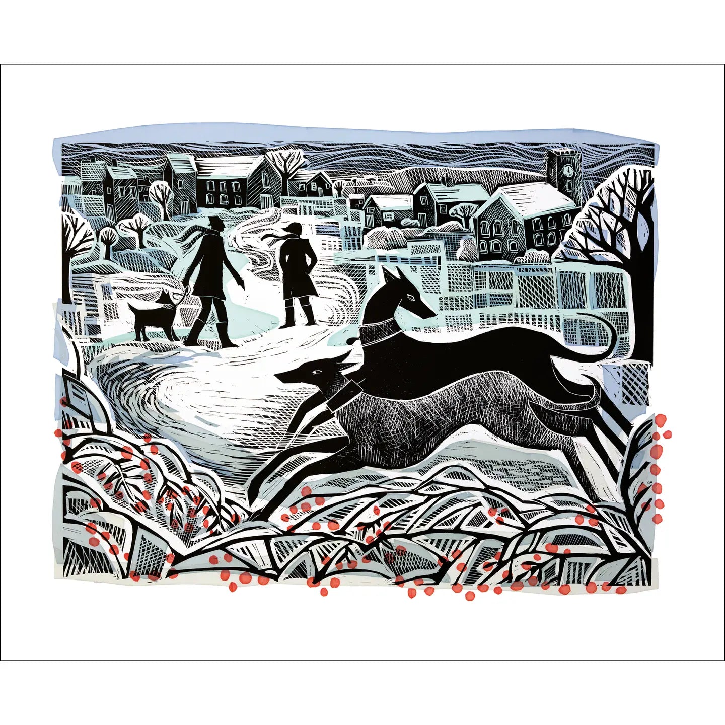 Weihnachtskarte "Whippets in Winter" / Angela Harding