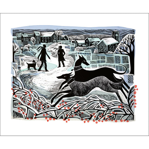 Weihnachtskarte "Whippets in Winter" / Angela Harding