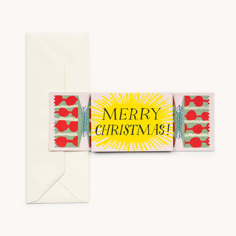 Grußkarte "Merry Christmas Cracker" rosa / Hadley