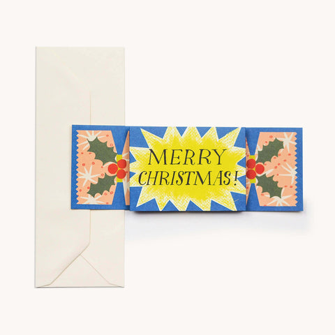 Grußkarte "Merry Christmas Cracker" blau / Hadley