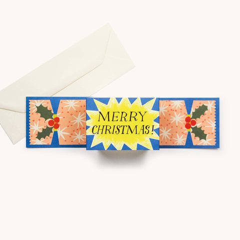 Grußkarte "Merry Christmas Cracker" blau / Hadley