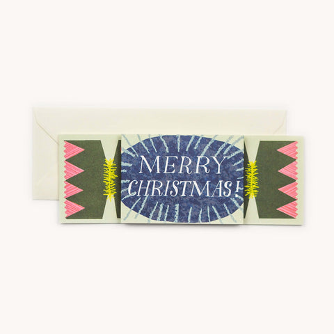Grußkarte "Merry Christmas Cracker" grün / Hadley