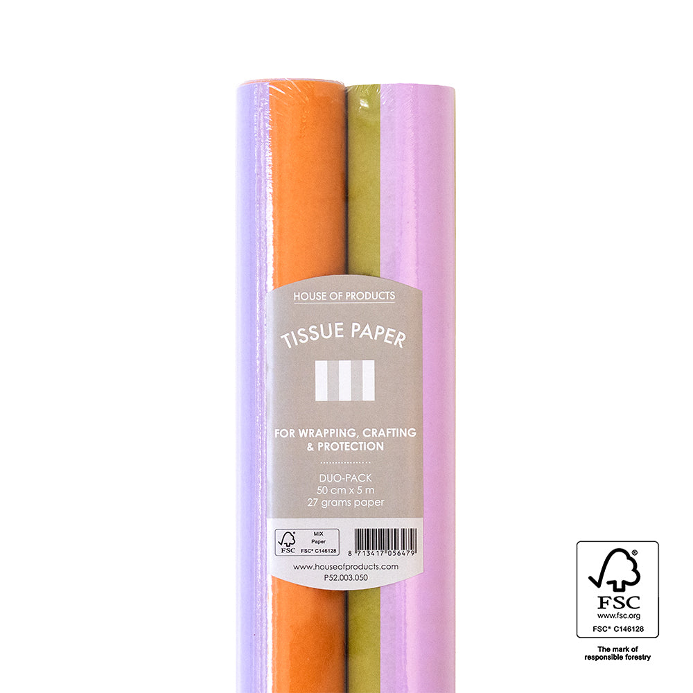 Duo Pack Seidenpapier Rolle - Stripe Orange/Pink