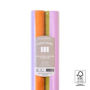 Duo Pack Seidenpapier Rolle - Stripe Orange/Pink