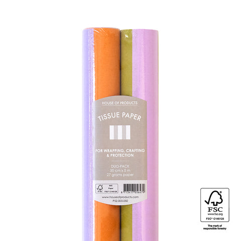 Duo Pack Seidenpapier Rolle - Stripe Orange/Pink