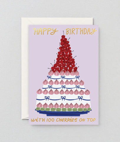 Glückwunschkarte "100 Cheries Happy Birthday" / Wrap