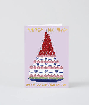 Glückwunschkarte "100 Cheries Happy Birthday" / Wrap