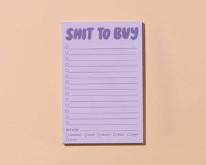 Notizblock „Shit To Buy“ / And Here We Are