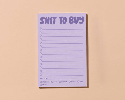 Notizblock „Shit To Buy“ / And Here We Are
