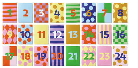 24 Bunte Minikarten-Adventskalender / Unter Pinien