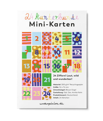 24 Bunte Minikarten-Adventskalender / Unter Pinien