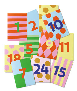 24 Bunte Minikarten-Adventskalender / Unter Pinien