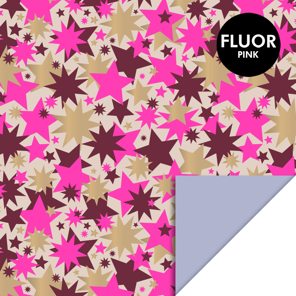 Geschenkpapier Rolle „Big Stars Gold Beet/ Fluor Pink" / House of Products