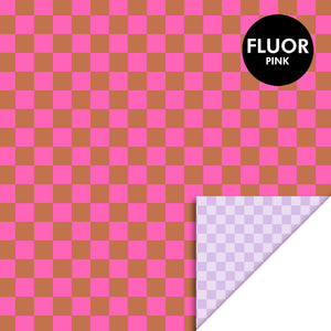 Geschenkpapier Rolle "Big Check Fluor Pink-Cognac" / House of Products