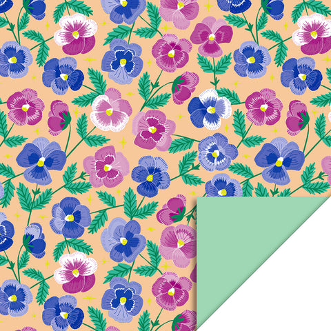Geschenkpapier Rolle "Pansy Flowers - Mint" / House of Products