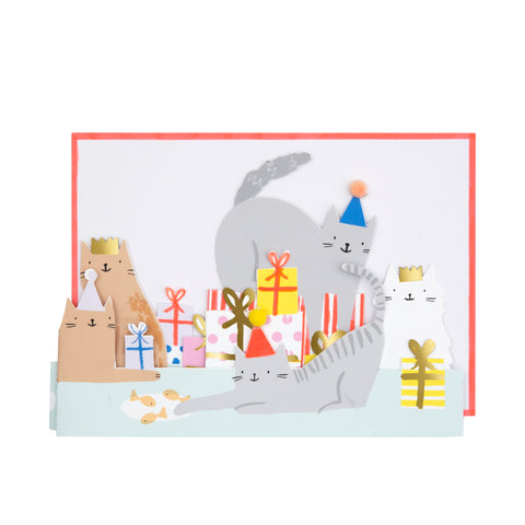 Glückwunschkarte "Cat Party Concertina Card"/ Meri Meri
