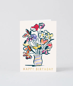 Karte "Happy Birthday Flowers in Vase"/ Wrap