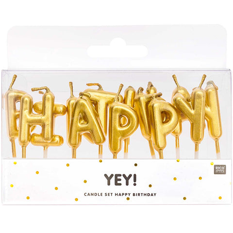 Kerzen "Happy Birthday" Gold / Rico Design