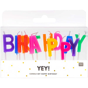 Kerzen "Happy Birthday" Mehrfarbig / Rico Design