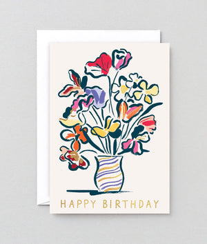Karte "Happy Birthday Flowers in Vase"/ Wrap