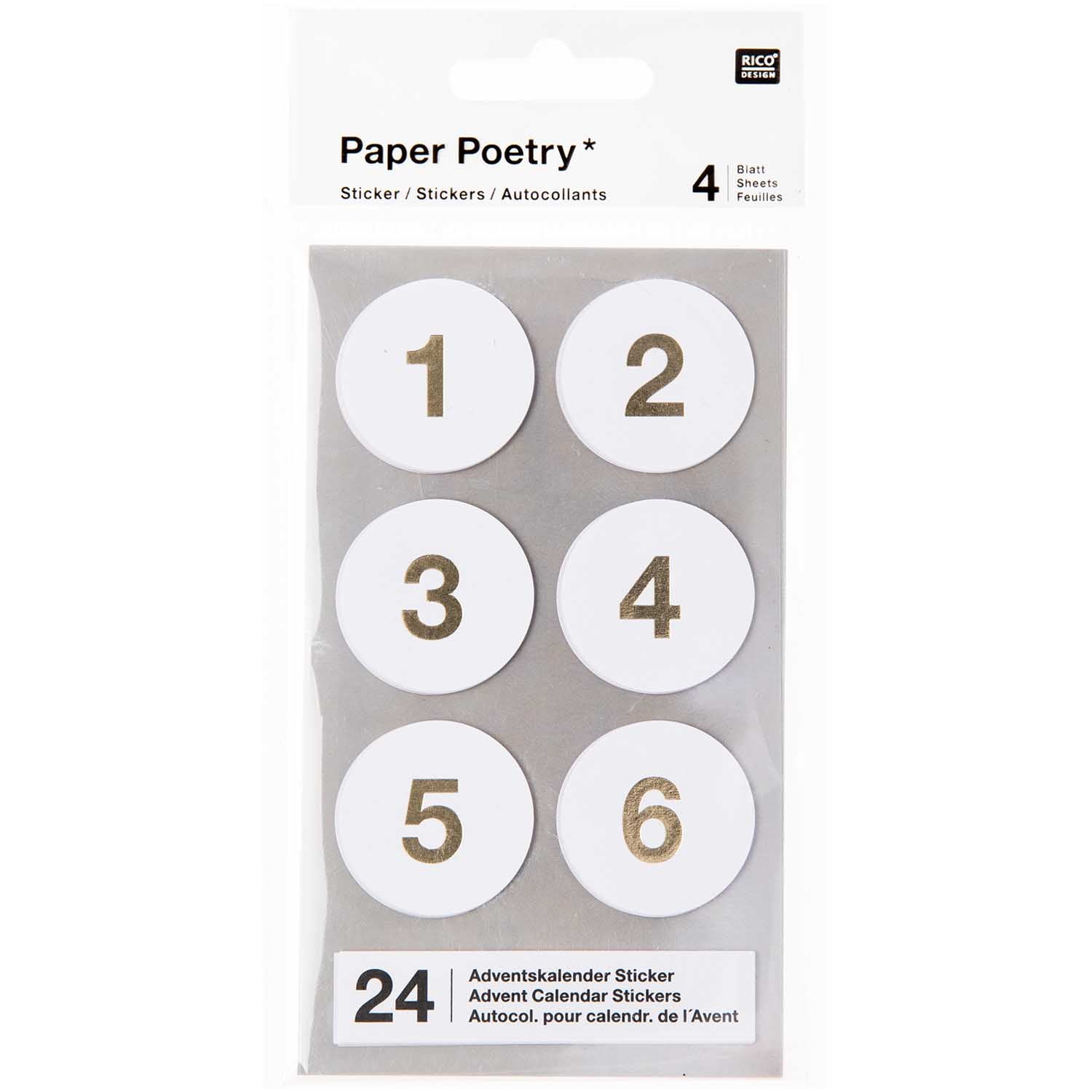 Adventskalendersticker Zahlen 1-24 Paper Poetry