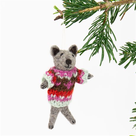 Filzanhänger "Bear with knitted Pullover" / Afroart