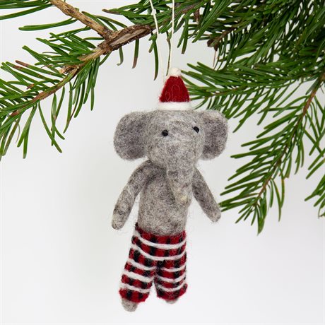 Filzanhänger "Elephant Santa" / Afroart