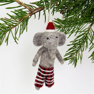Filzanhänger "Elephant Santa" / Afroart